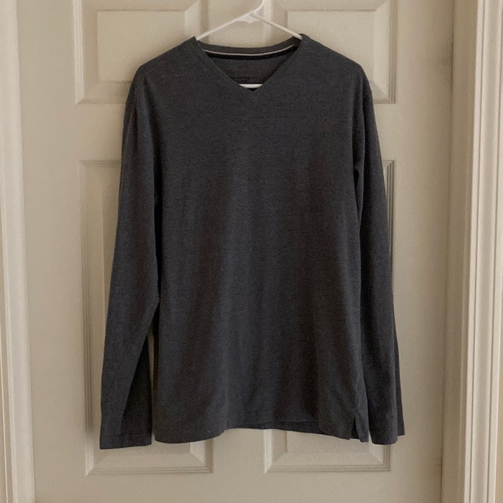 Weatherproof Original Vintage Men’s Long Sleeve V-neck T-shirt - Large - Gray